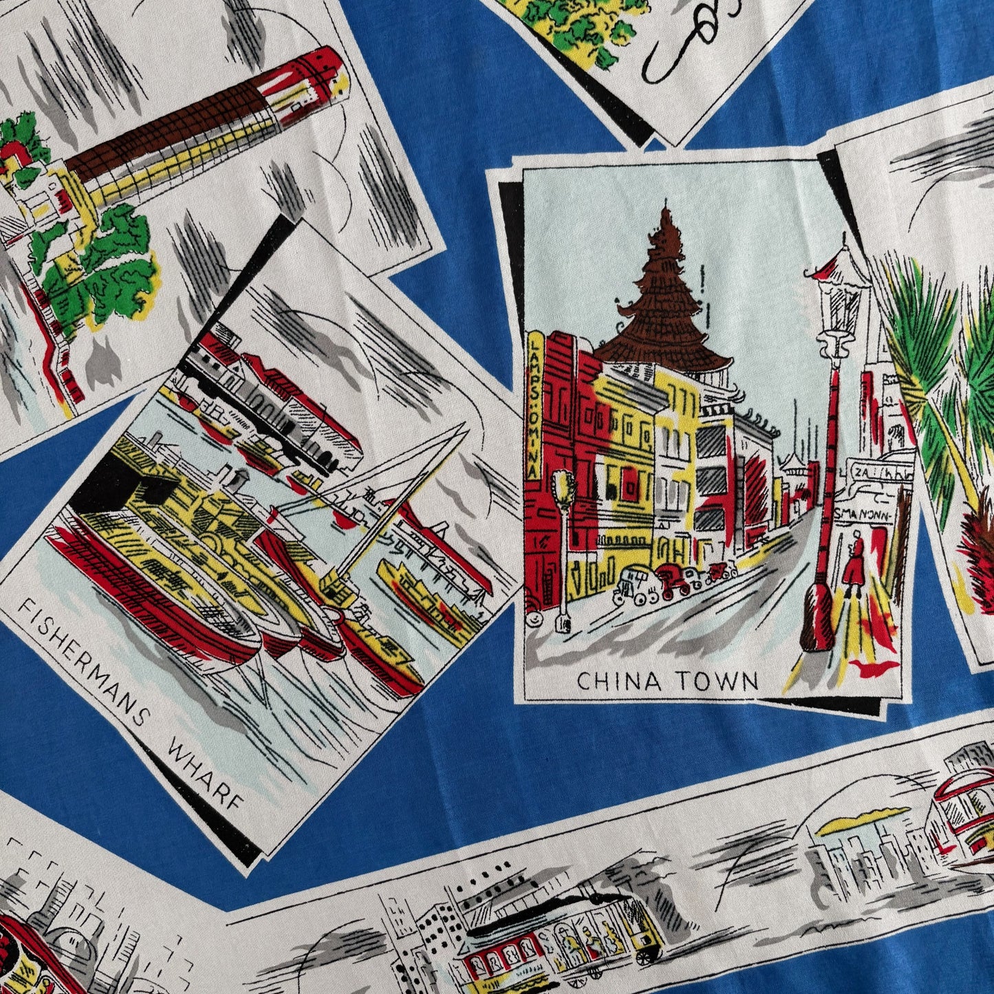 1940s 1950s Silk San Francisco Souvenir Scarf | 66x66 cm