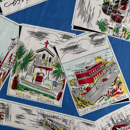 1940s 1950s Silk San Francisco Souvenir Scarf | 66x66 cm