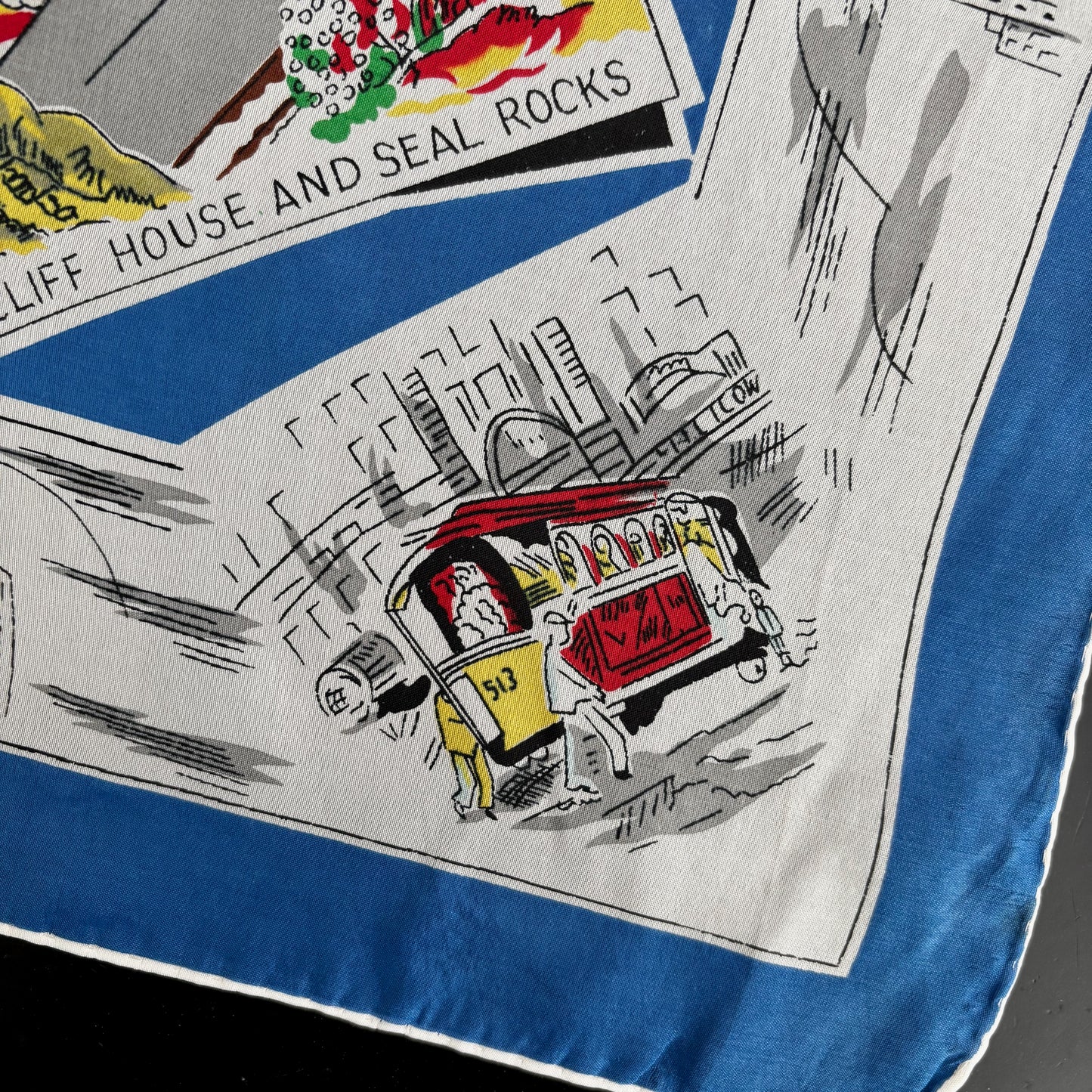 1940s 1950s Silk San Francisco Souvenir Scarf | 66x66 cm