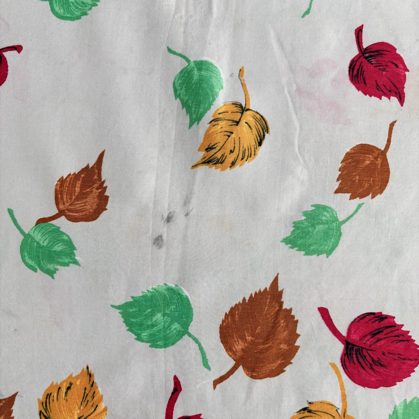 1950s Silk Scarf  with Autumn Leaves Print| 76x80 cm