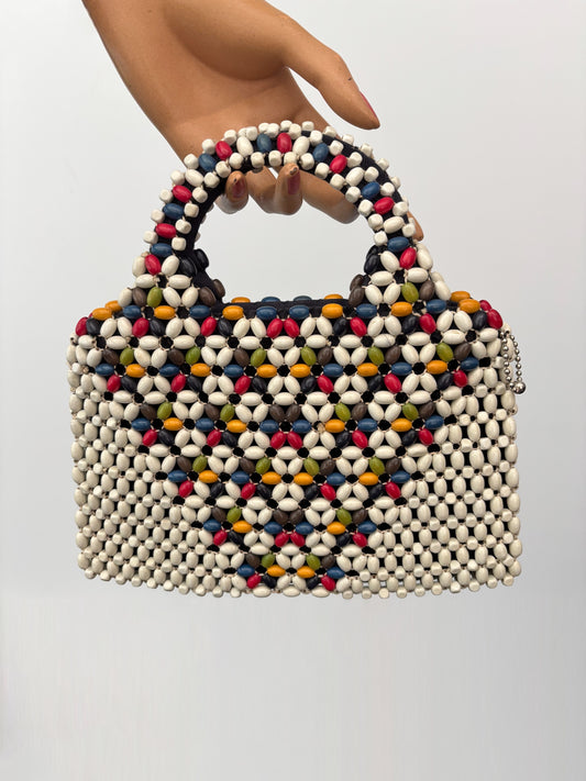 1930s Schowanek Wooden Bead Handbag