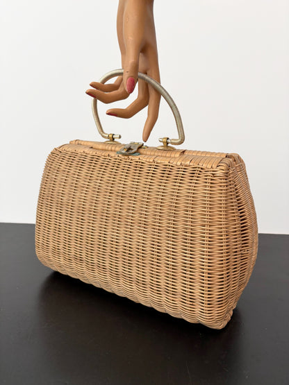 1950s/60s Hong Kong Rattan Handbag