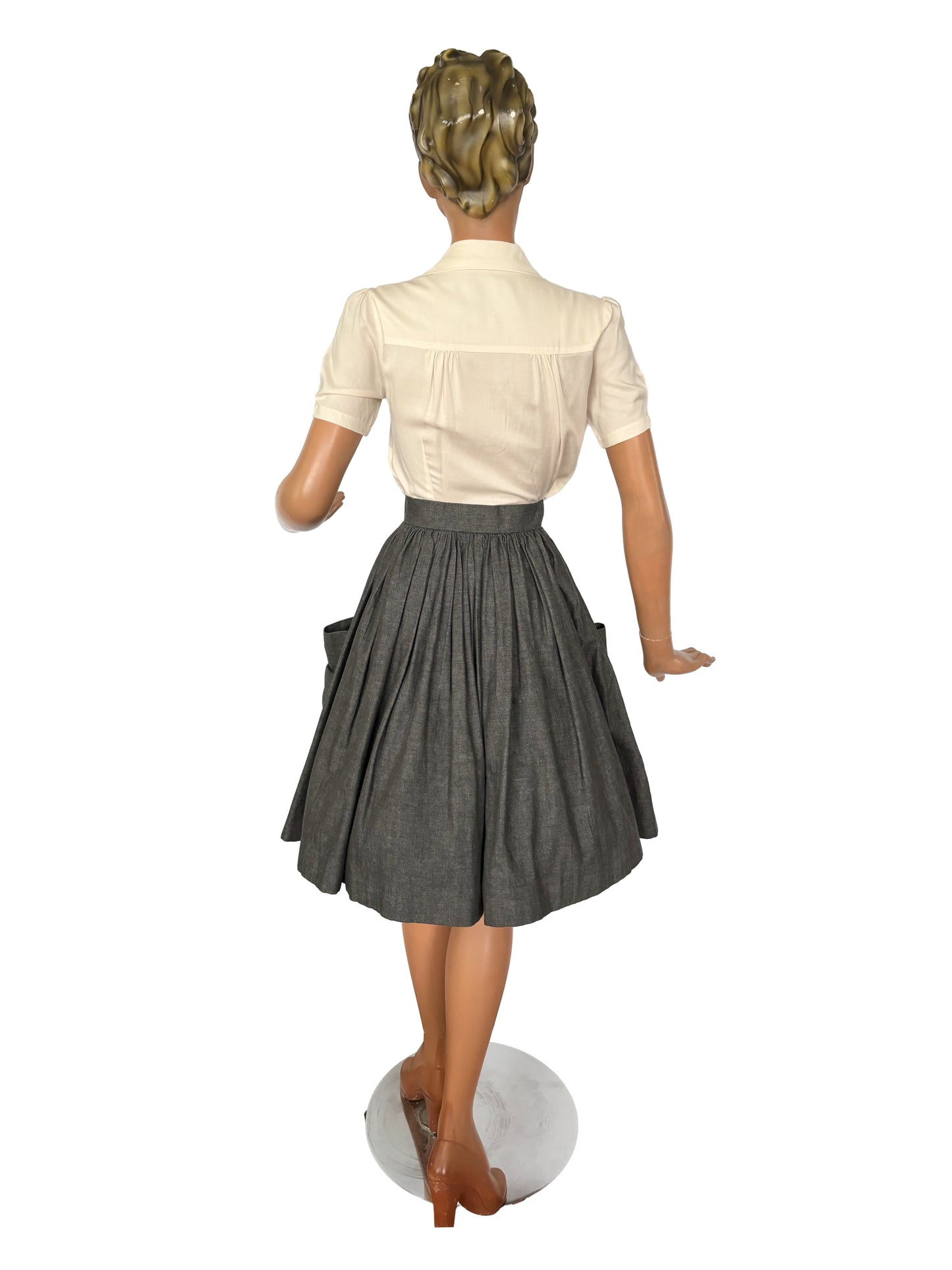 1950s Button Down Pocket Skirt | XXS
