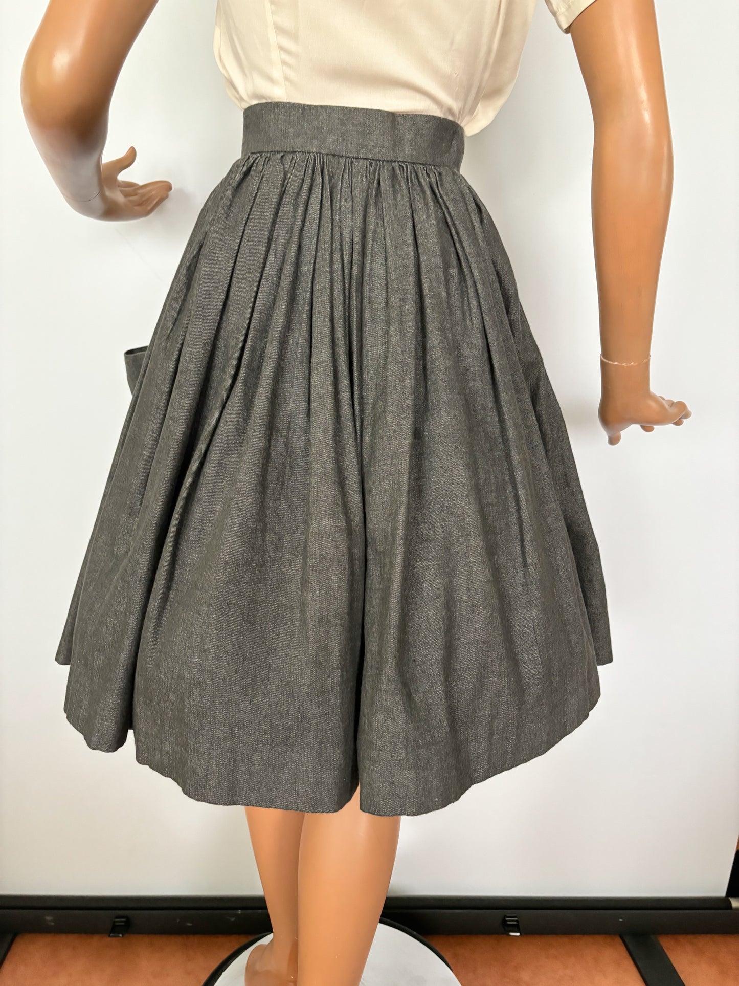1950s Button Down Pocket Skirt | XXS