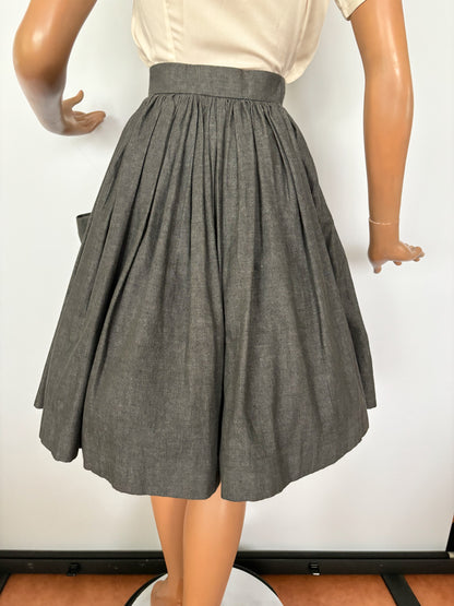 1950s Button Down Pocket Skirt | XXS