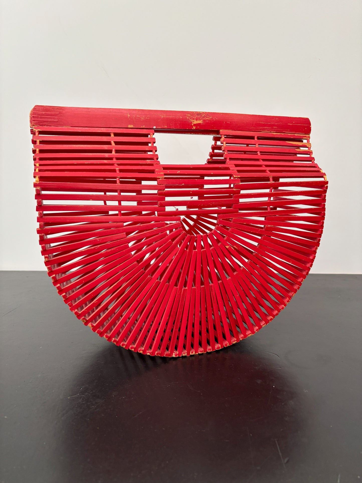 1960s Red Bamboo Slat Handbag