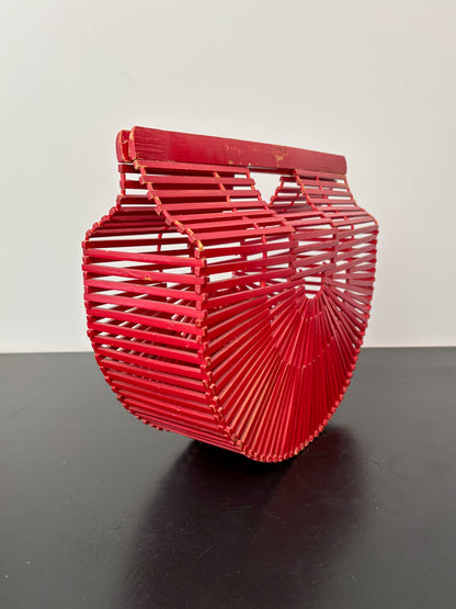 1960s Red Bamboo Slat Handbag