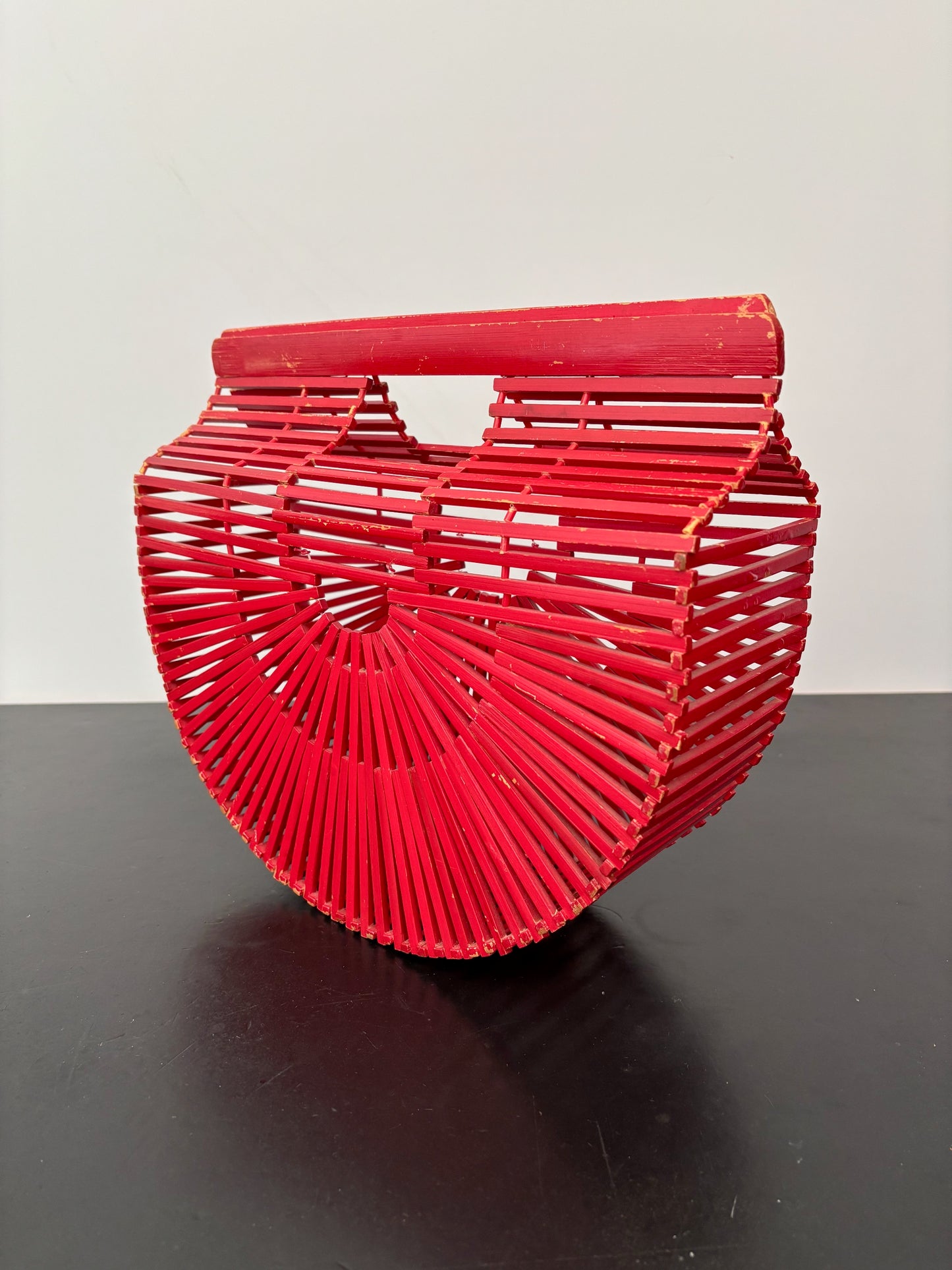 1960s Red Bamboo Slat Handbag