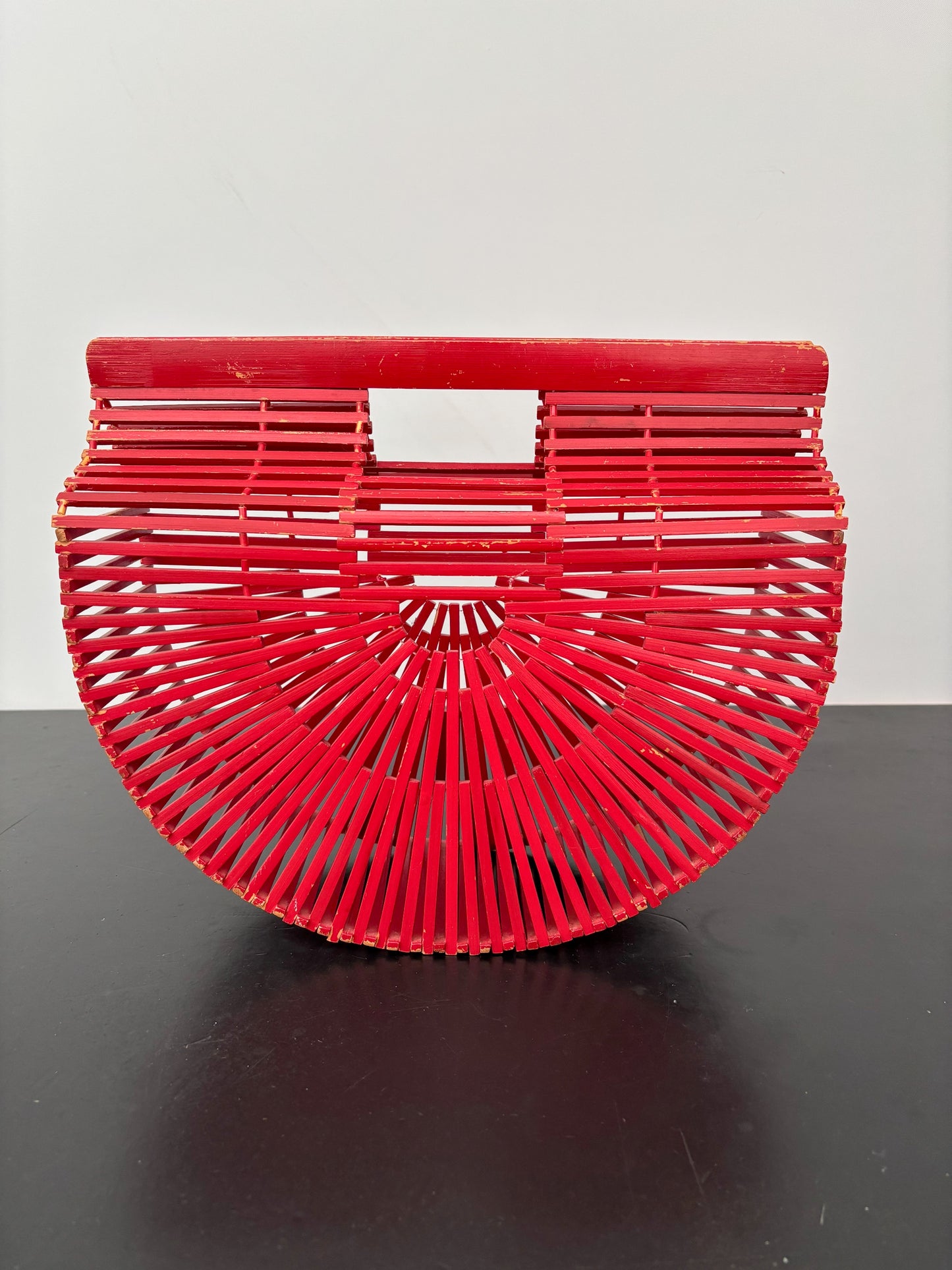 1960s Red Bamboo Slat Handbag