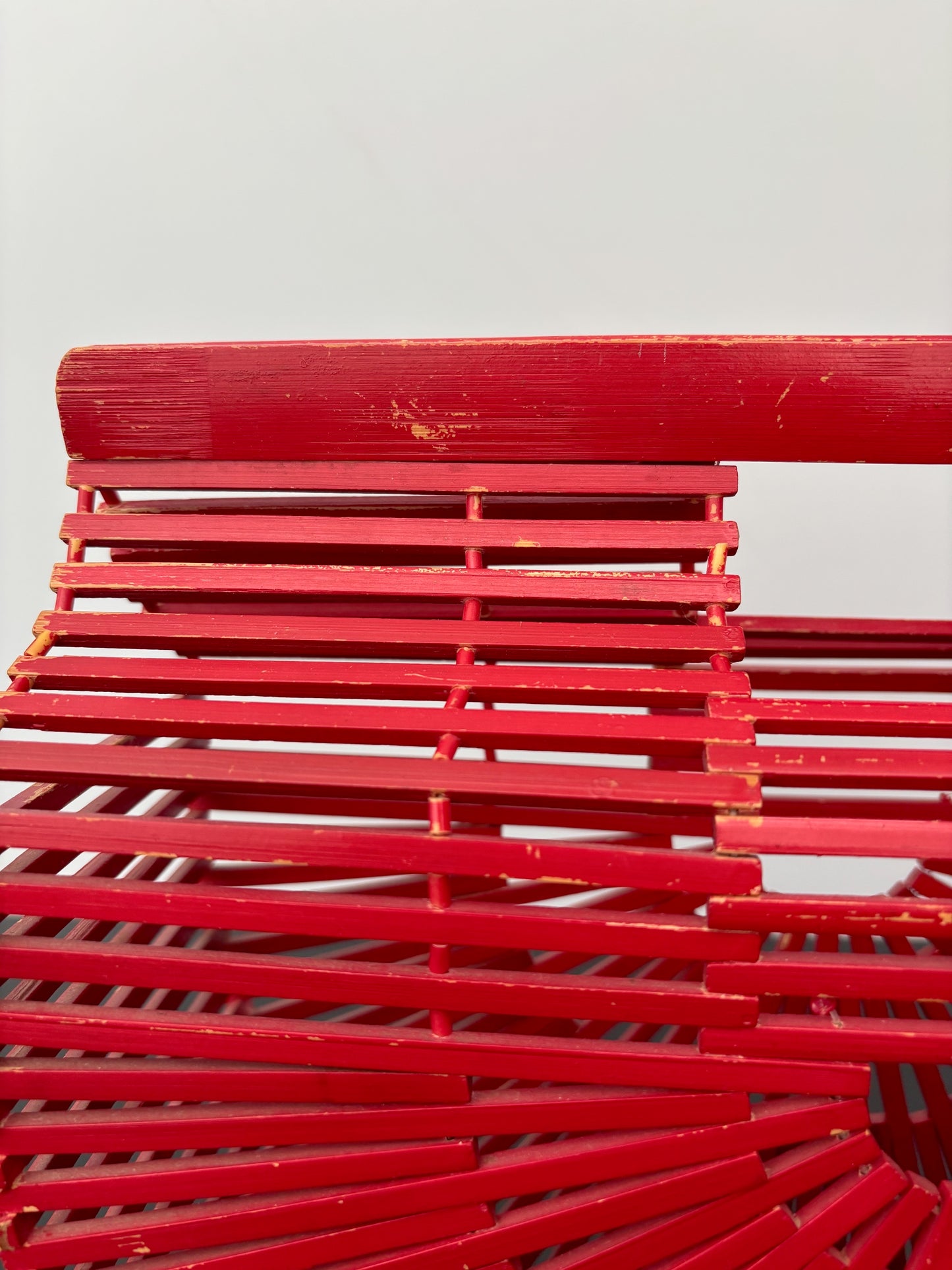 1960s Red Bamboo Slat Handbag