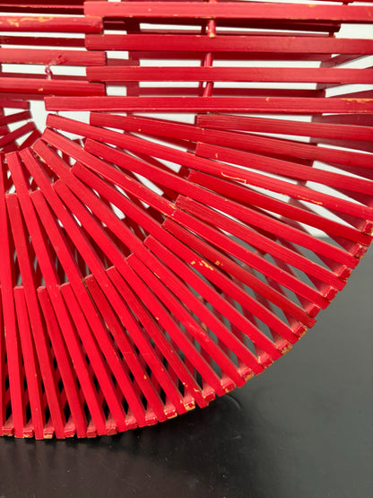 1960s Red Bamboo Slat Handbag