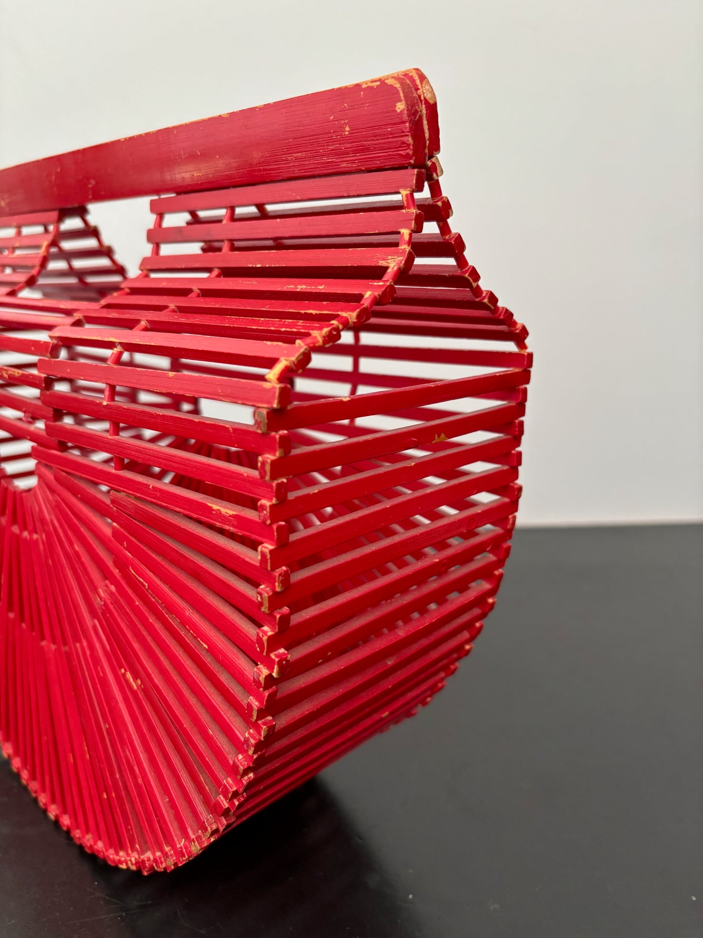 1960s Red Bamboo Slat Handbag