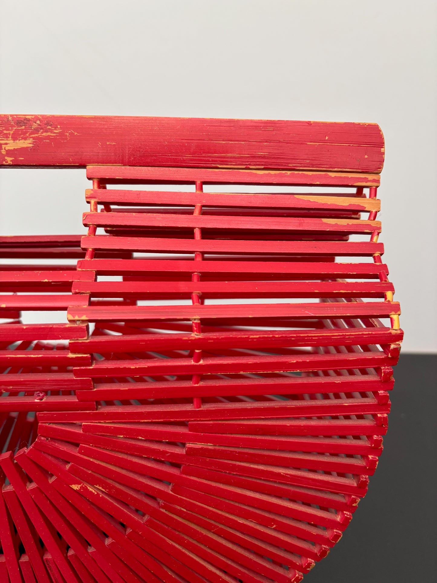 1960s Red Bamboo Slat Handbag