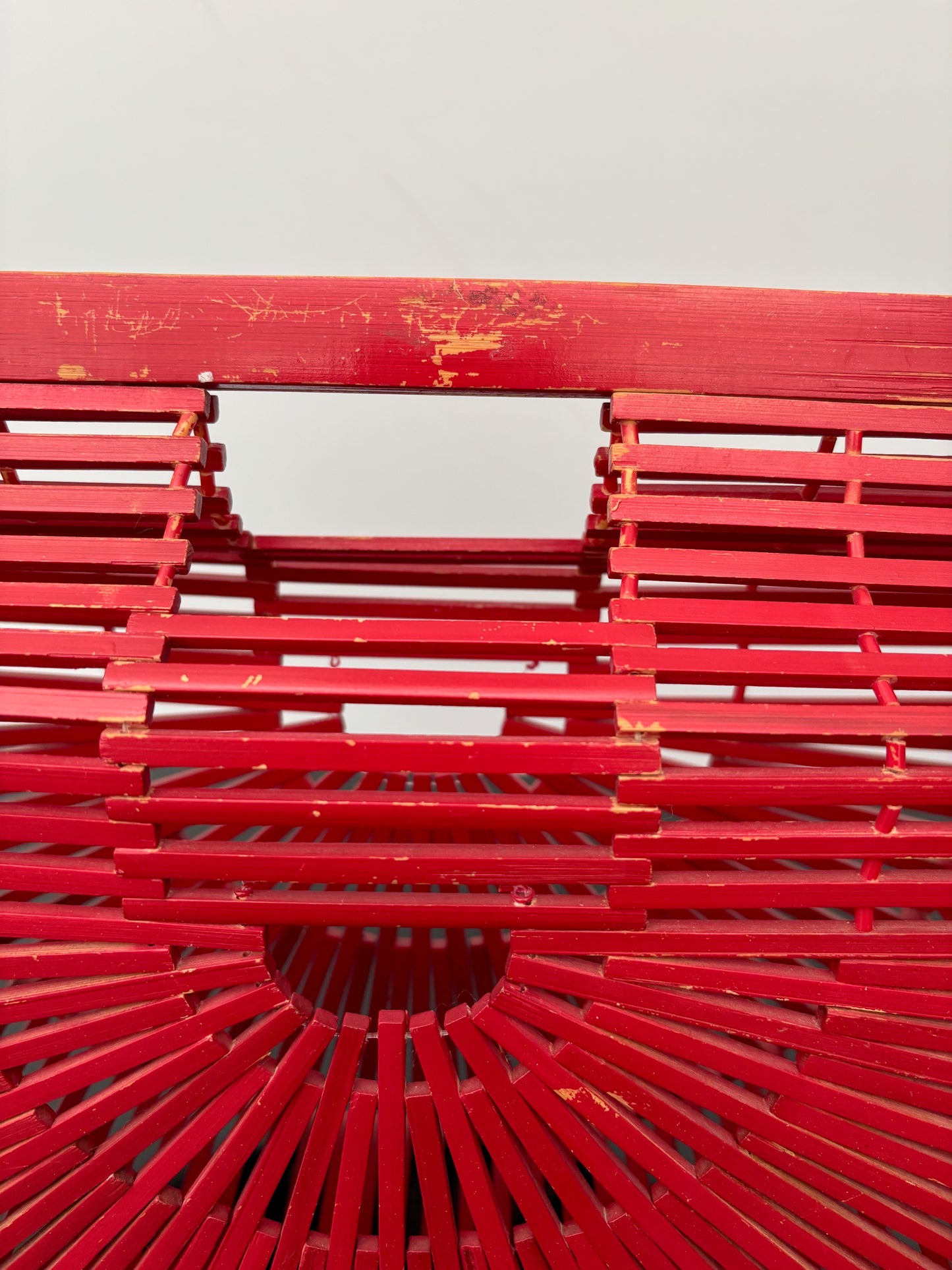 1960s Red Bamboo Slat Handbag