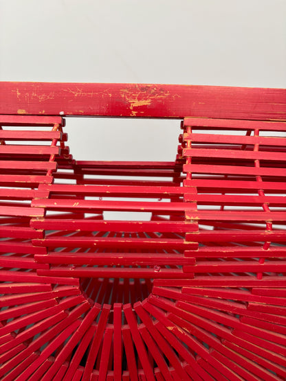 1960s Red Bamboo Slat Handbag
