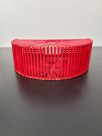 1960s Red Bamboo Slat Handbag