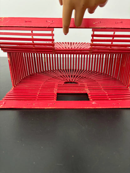 1960s Red Bamboo Slat Handbag