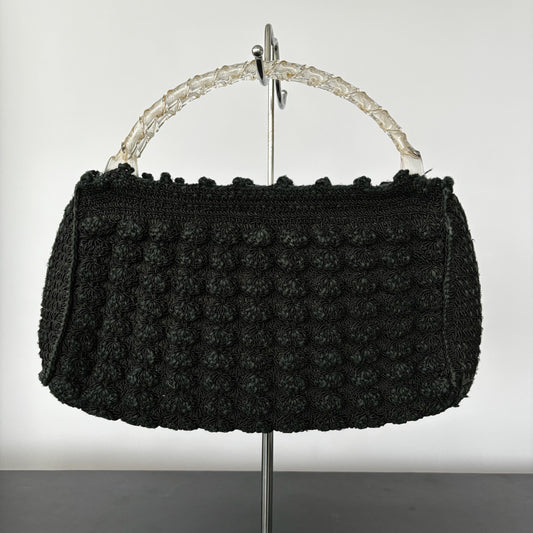 1940s Crochet Handbag with Lucite Handle