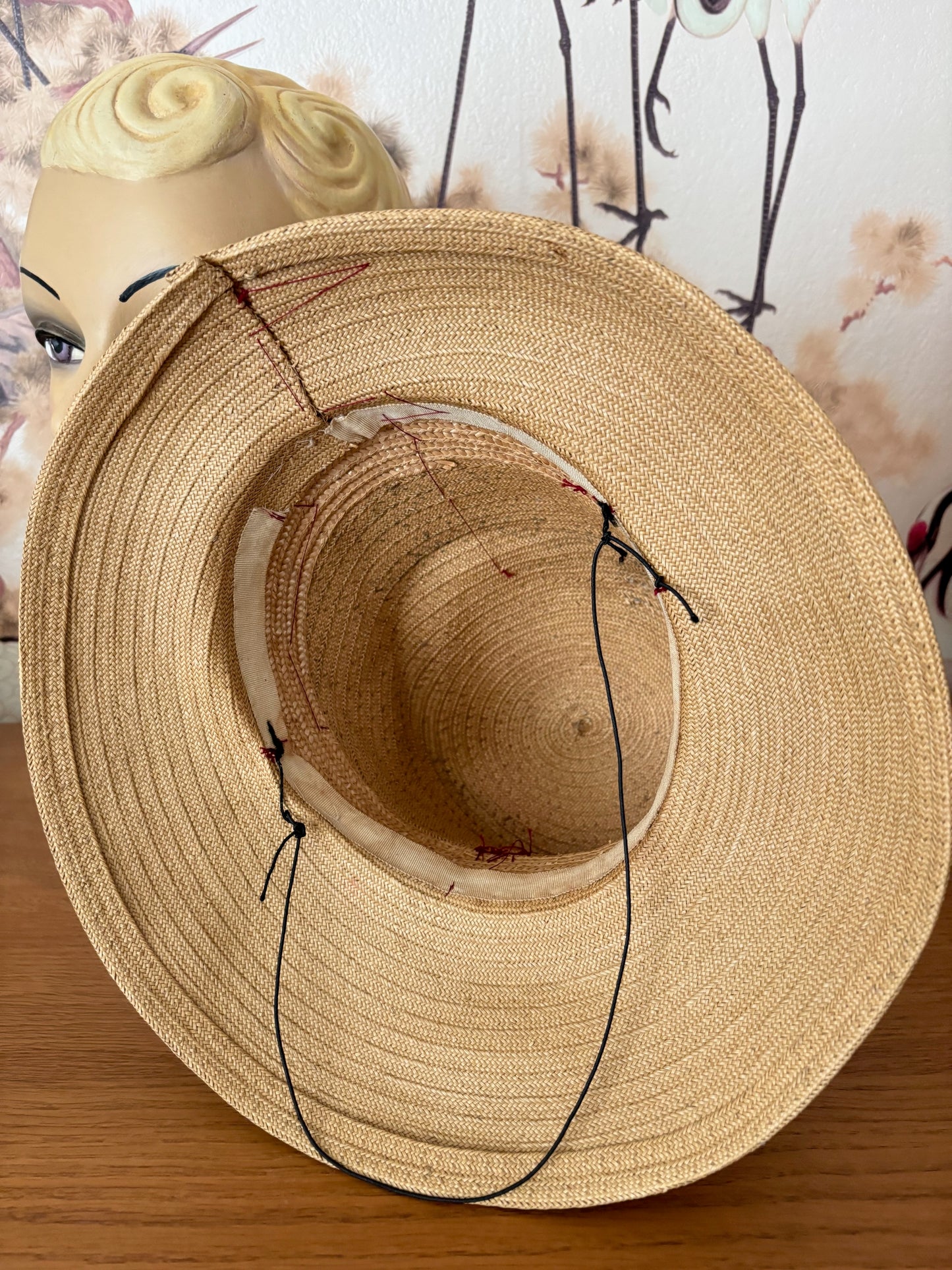 1930s/40s Straw Chimney Hat With Flowers and Veil