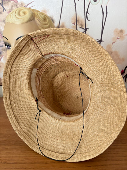 1930s/40s Straw Chimney Hat With Flowers and Veil