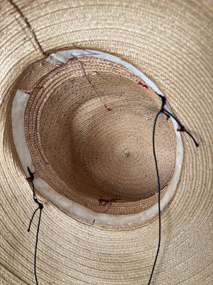 1930s/40s Straw Chimney Hat With Flowers and Veil