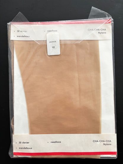 Vintage Seamless Nylon Stockings Size 10 Cha Cha Cha