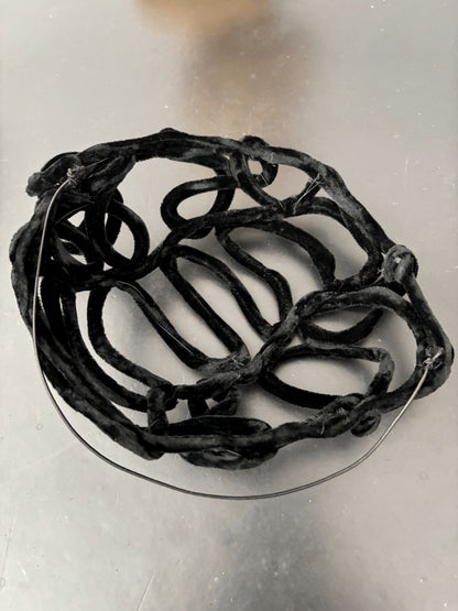 1940s/50s Black Velvet Wirework Fascinator