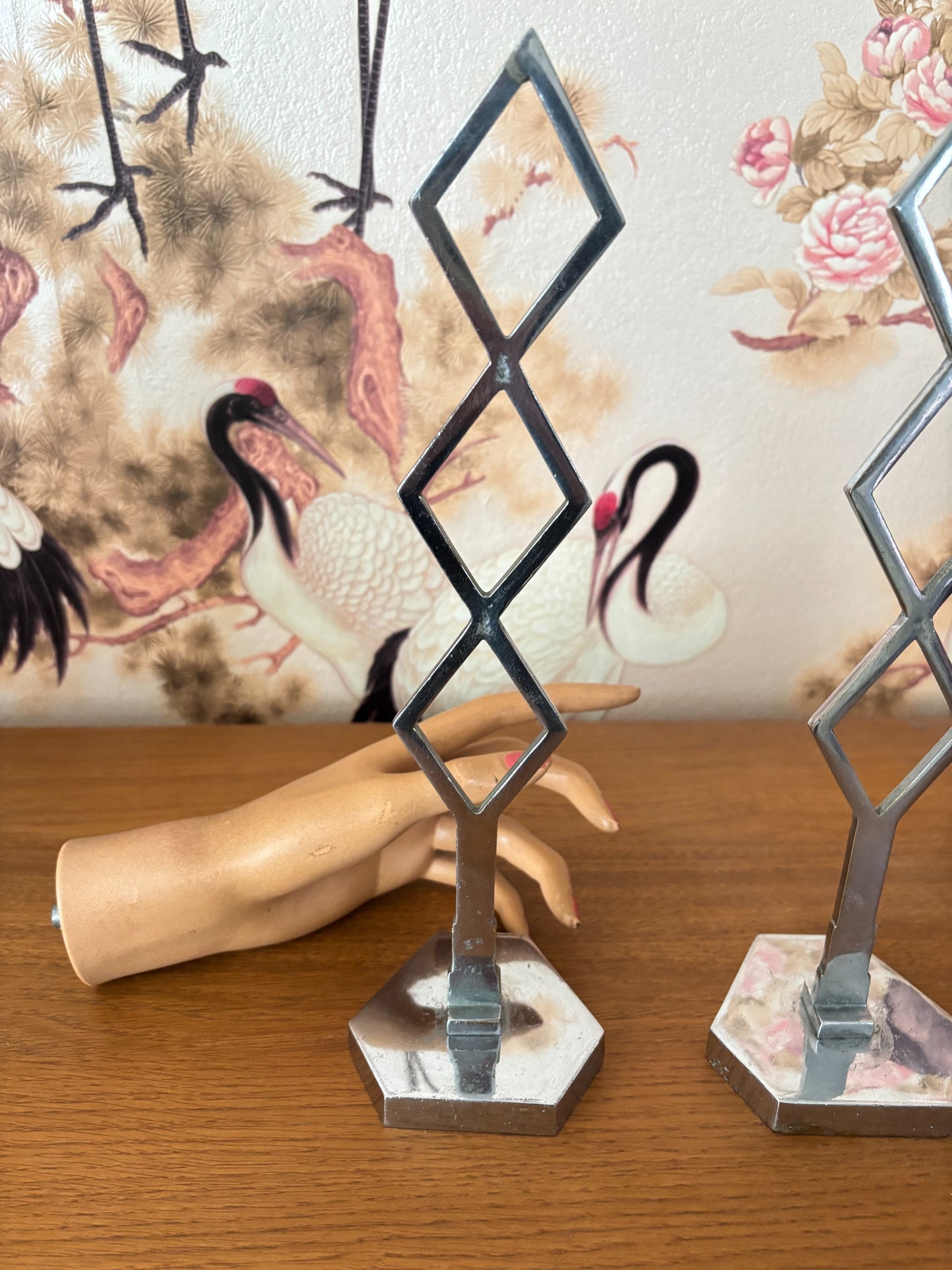 Pair of 1930s Art Deco Chrome Hat Stands