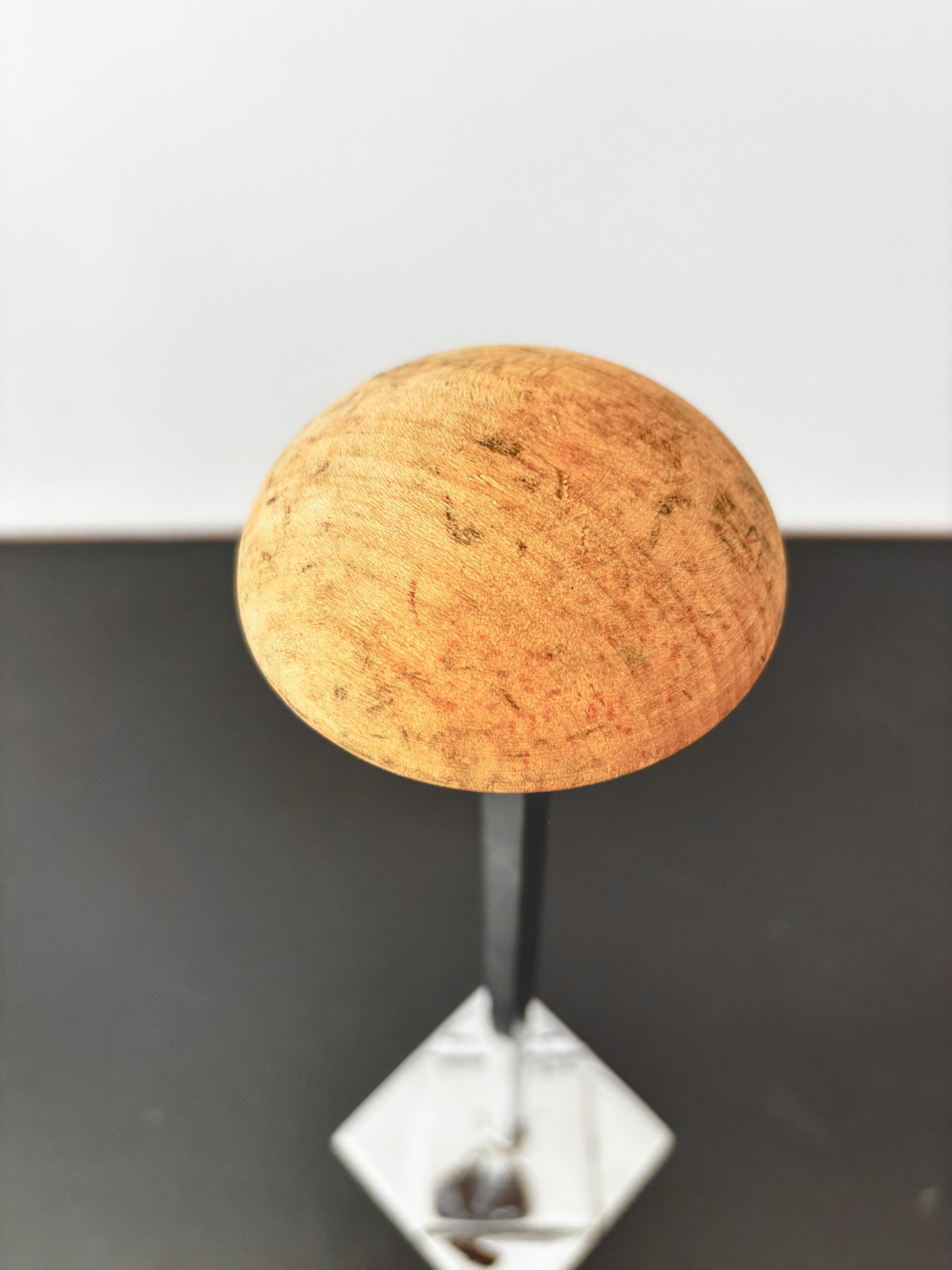 Art Deco Metal Hat Stand With Wooden Top, Adjustable 36–62 cm / 14–24.5"