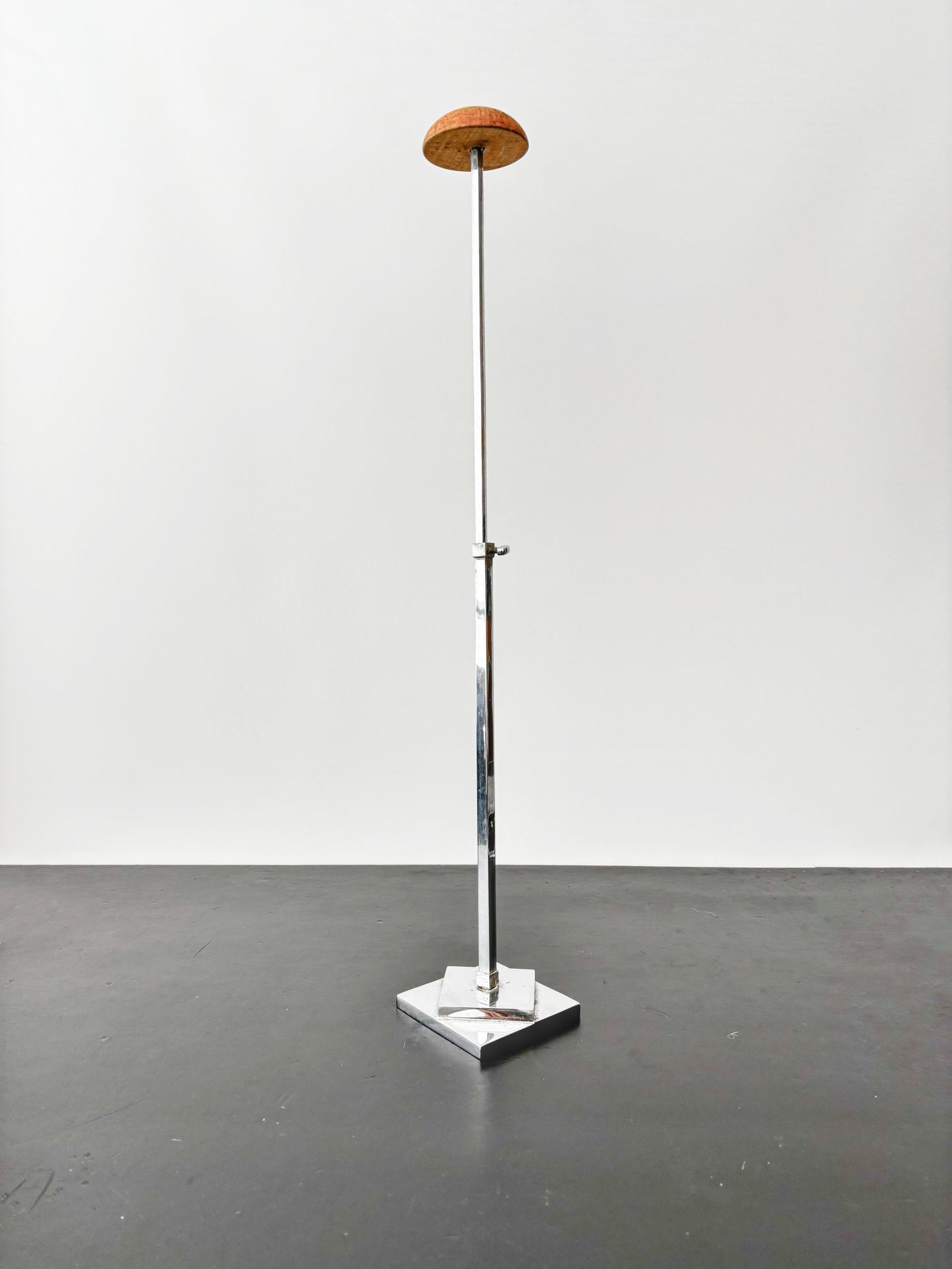 Art Deco Metal Hat Stand With Wooden Top, Adjustable 36–62 cm / 14–24.5"