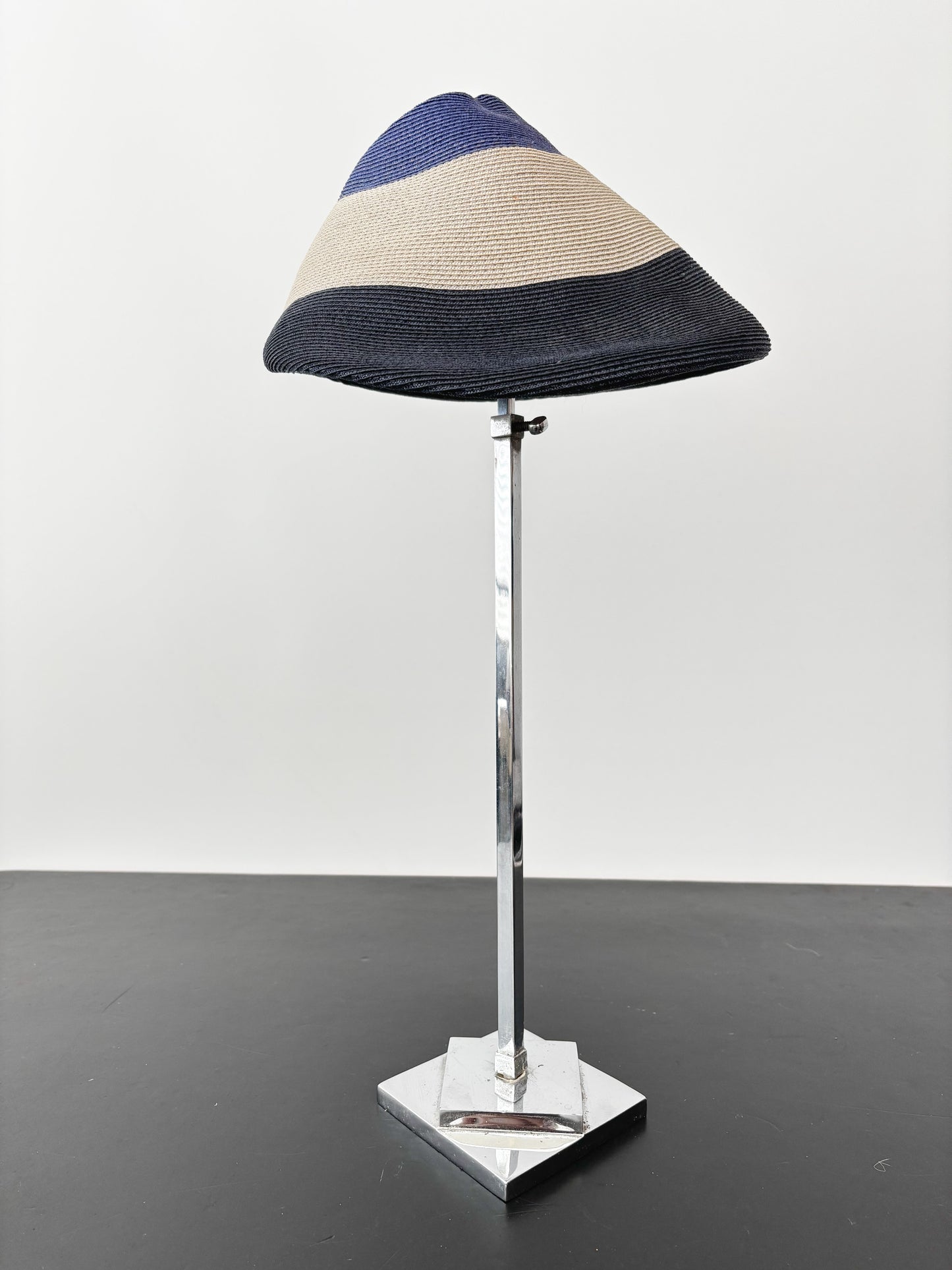 Art Deco Metal Hat Stand With Wooden Top, Adjustable 36–62 cm / 14–24.5"