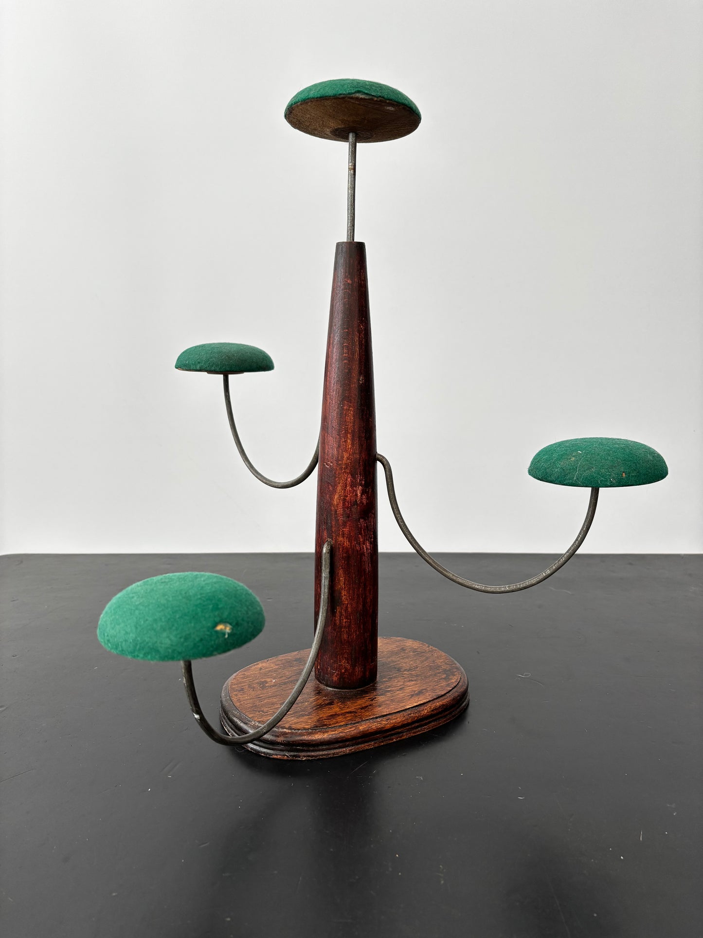 Art Deco Multi-Arm Hat Stand With Green Felt Pads, 1920s–1930s