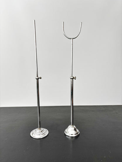 Pair of Art Deco Chrome Display Stands, Adjustable 35–45 cm / 13.75–17.75"