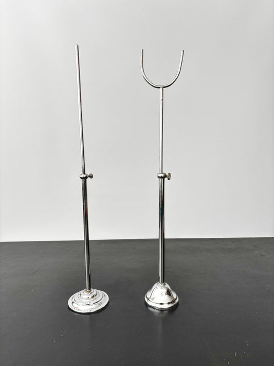 Pair of Art Deco Chrome Display Stands, Adjustable 35–45 cm / 13.75–17.75"