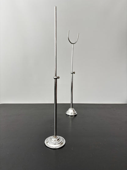Pair of Art Deco Chrome Display Stands, Adjustable 35–45 cm / 13.75–17.75"