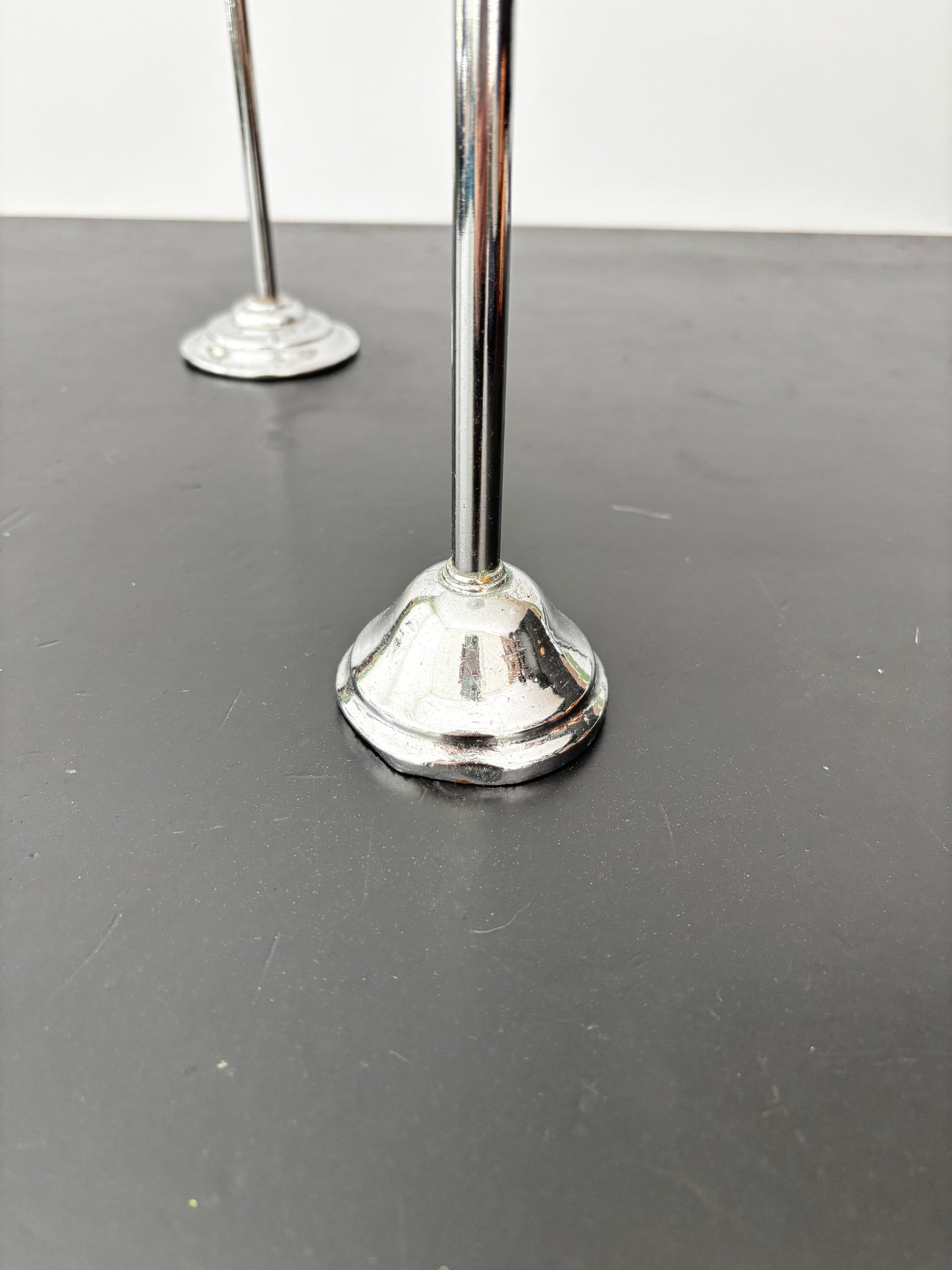 Pair of Art Deco Chrome Display Stands, Adjustable 35–45 cm / 13.75–17.75"