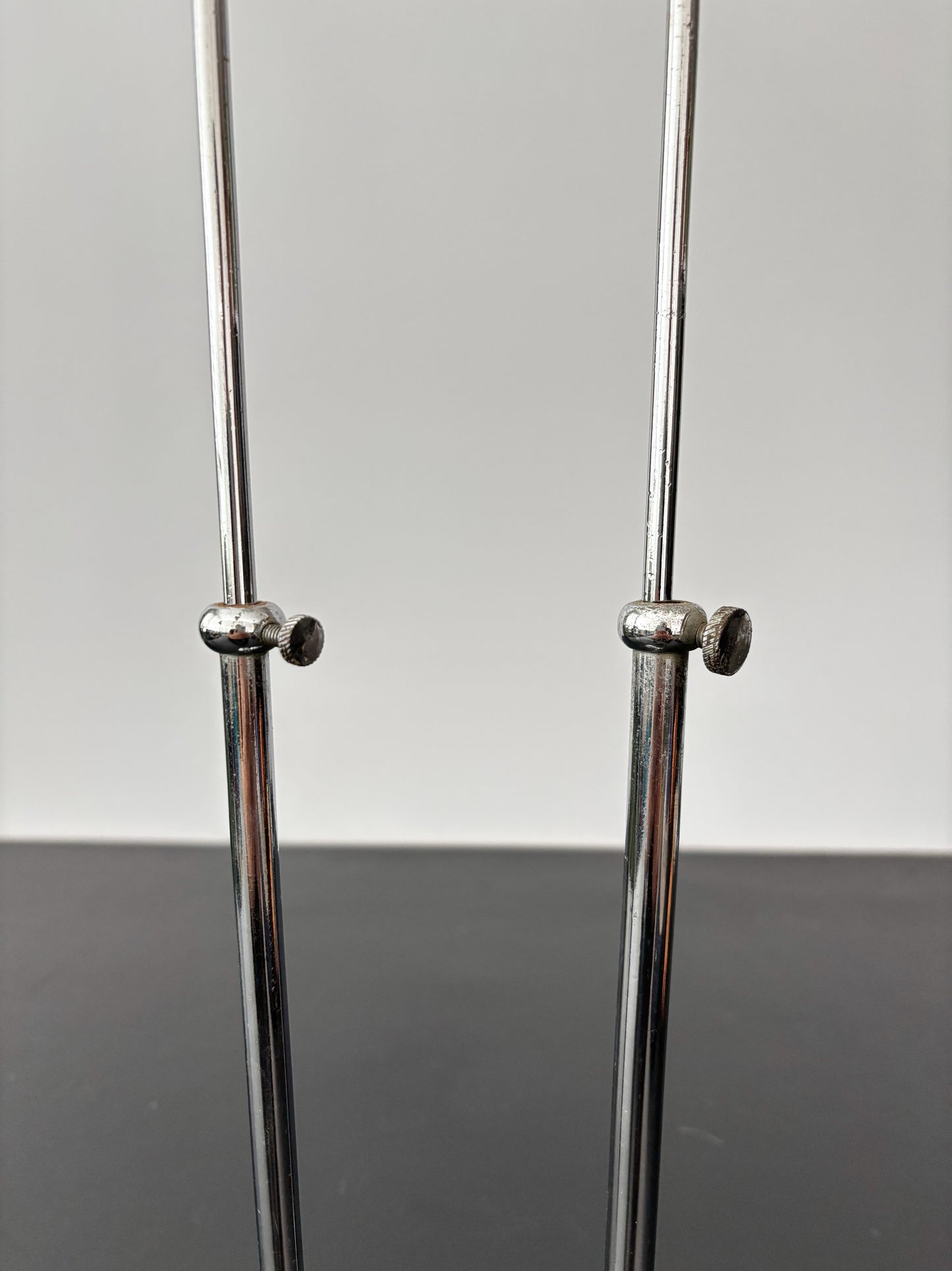 Pair of Art Deco Chrome Display Stands, Adjustable 35–45 cm / 13.75–17.75"