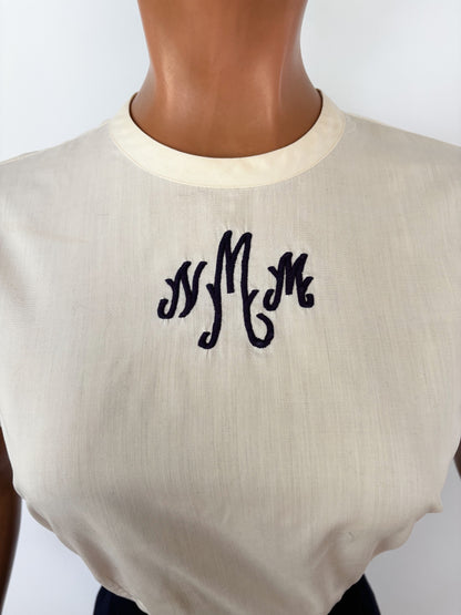 L | 1950s Monogram Blouse