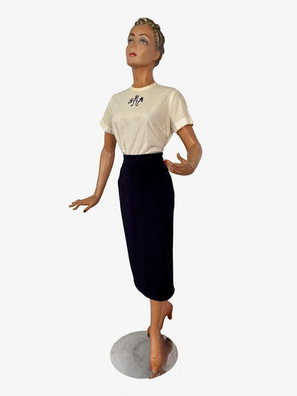 L | 1950s Monogram Blouse