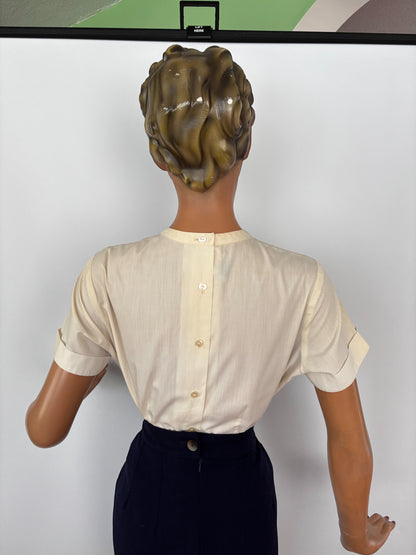 L | 1950s Monogram Blouse