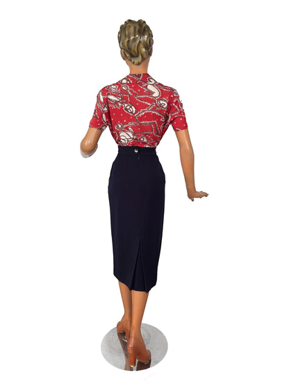 L | 1960s Abstract Print Blouse