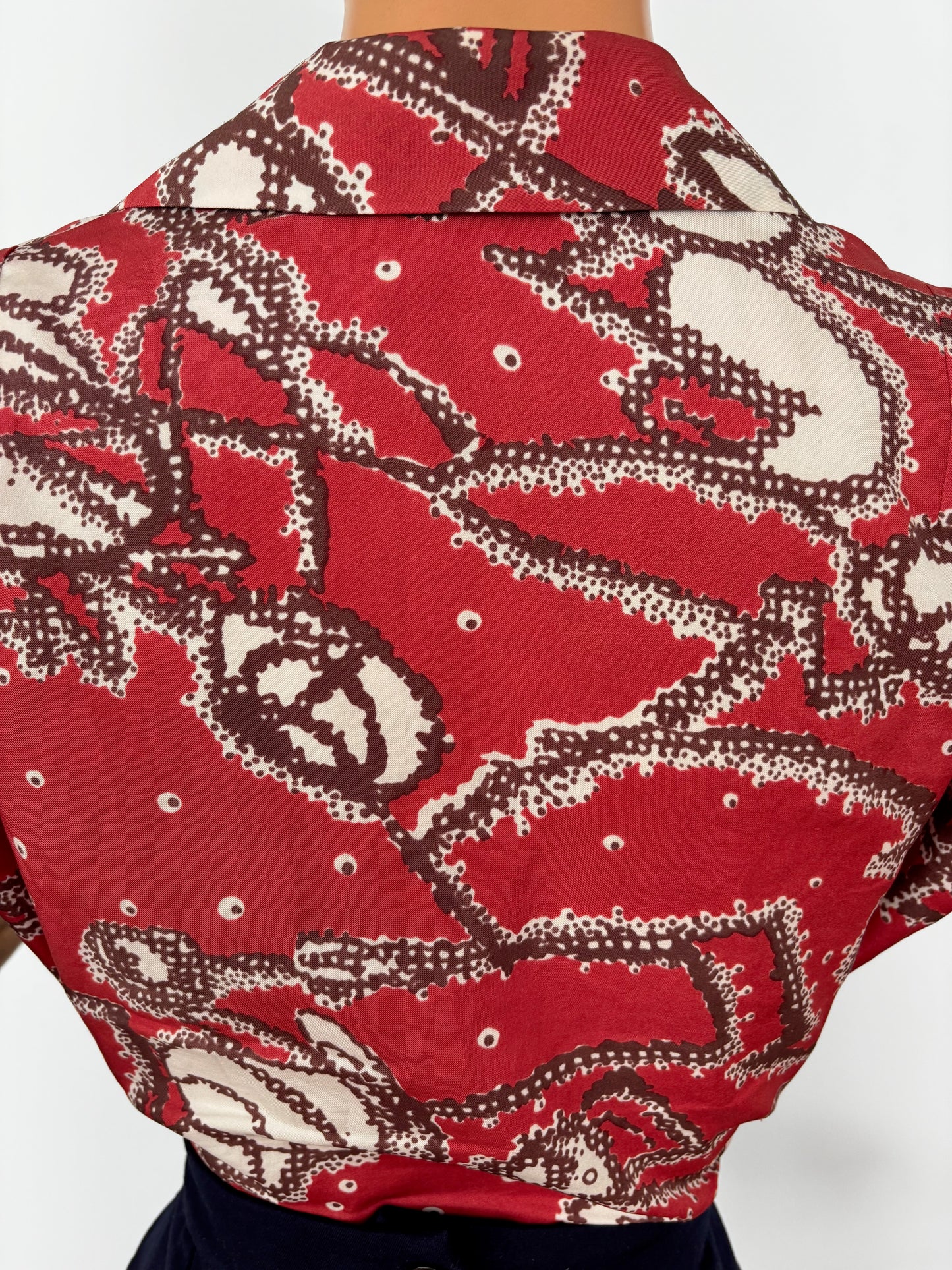 L | 1960s Abstract Print Blouse