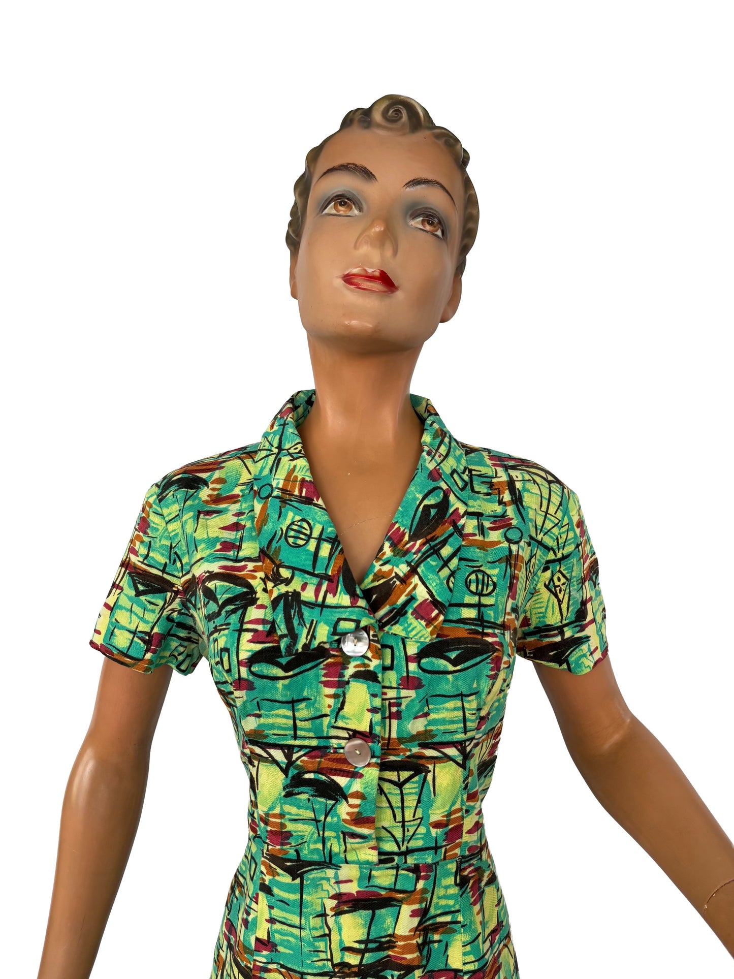 M | 1950s Atomic Print Cotton Dress