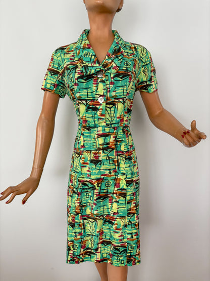 M | 1950s Atomic Print Cotton Dress