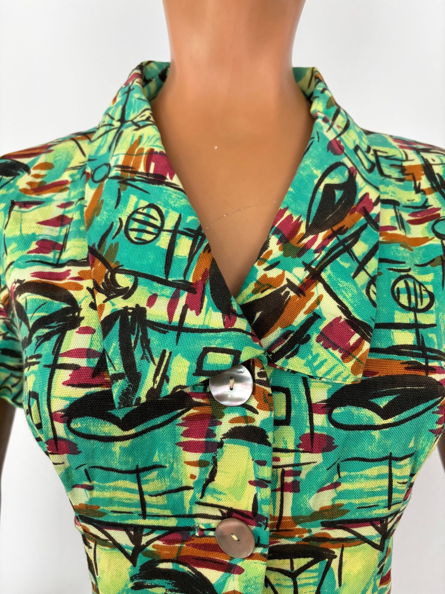 M | 1950s Atomic Print Cotton Dress