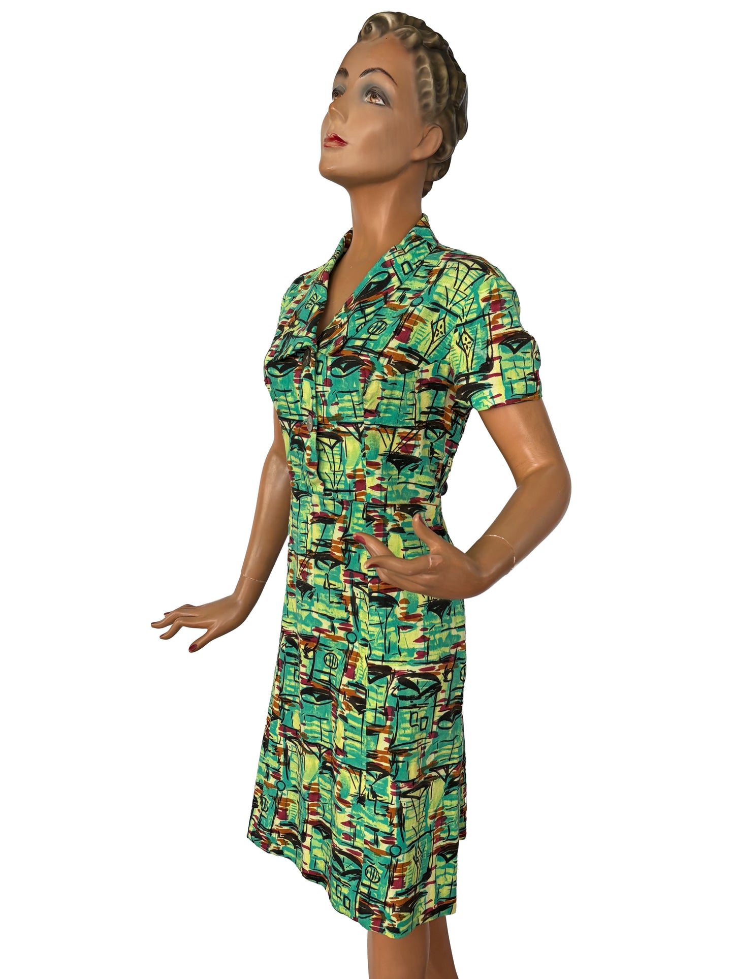 M | 1950s Atomic Print Cotton Dress
