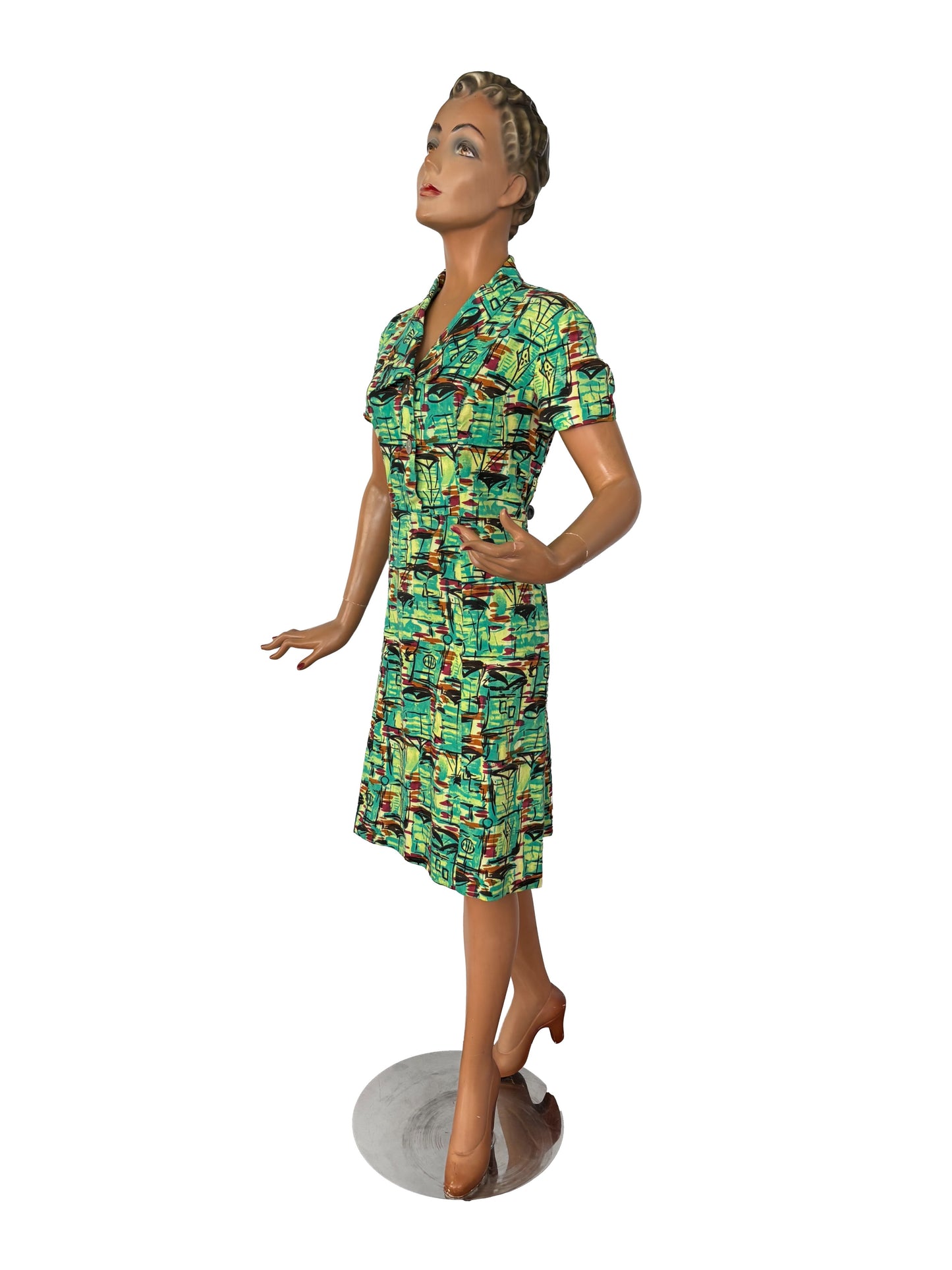M | 1950s Atomic Print Cotton Dress