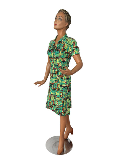 M | 1950s Atomic Print Cotton Dress