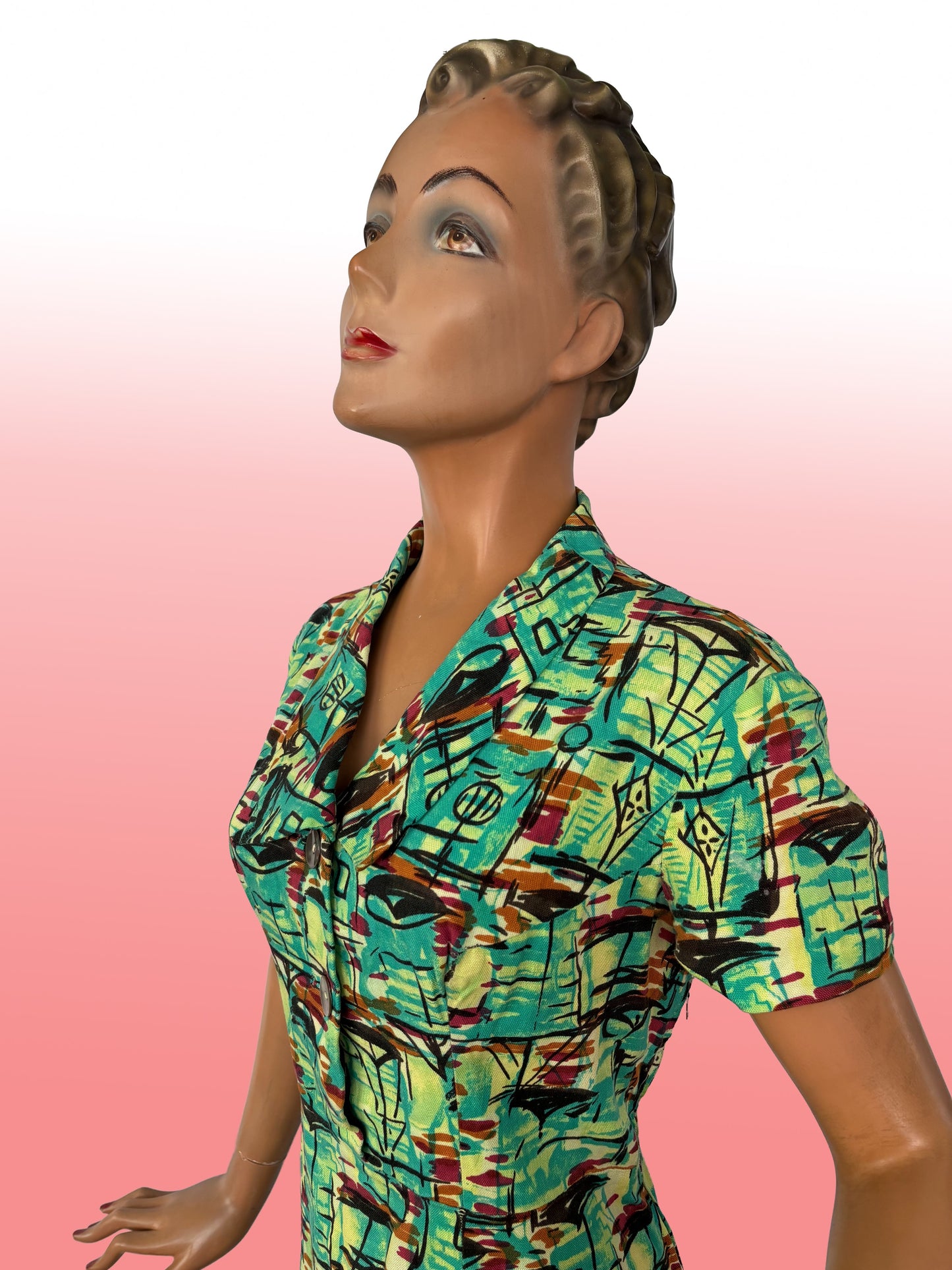 M | 1950s Atomic Print Cotton Dress