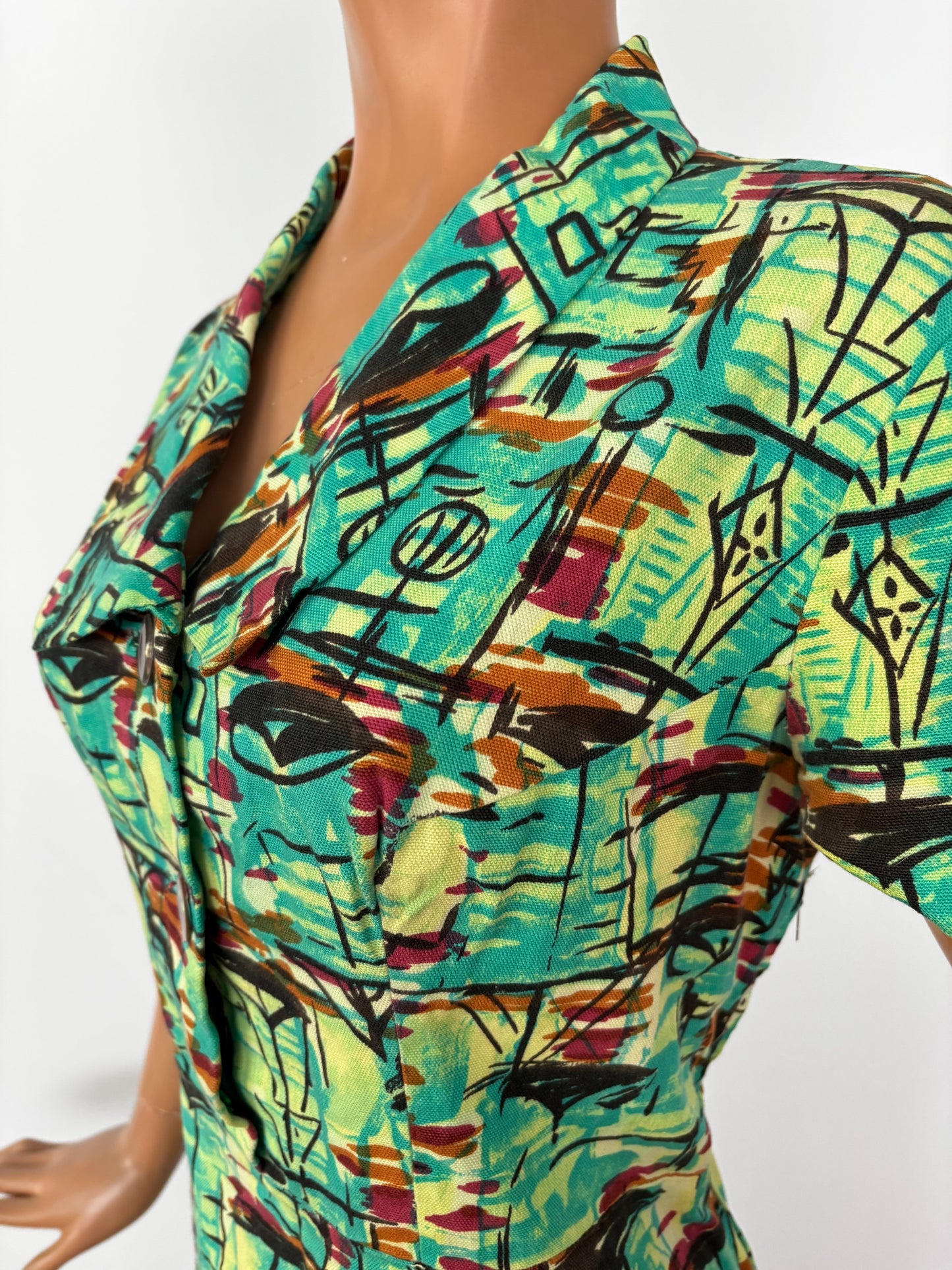 M | 1950s Atomic Print Cotton Dress
